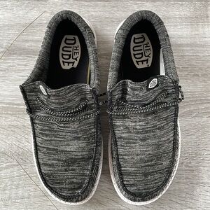 Hey Dude Black and White Slip-On Loafers with Cushioned Soles Size 6 Youth